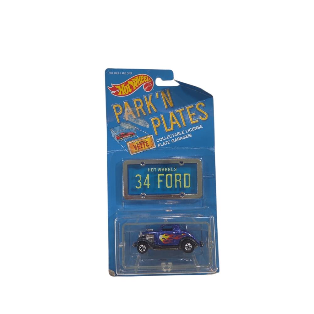 Hot Wheels Vintage Park N Plates 3 Window 34 Ford MF Blue BW Malaysia 1989
